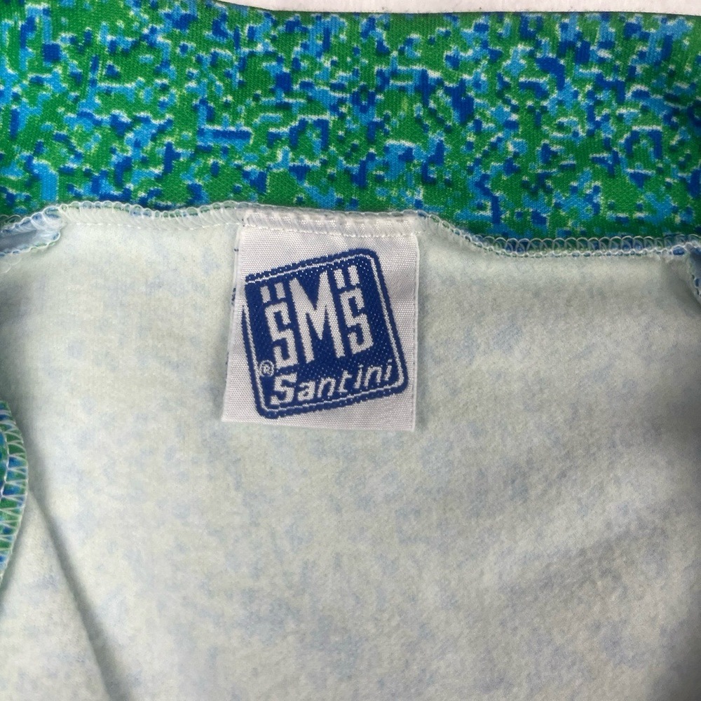 Santini Cycling Full-Zip Jacket & Shirt L Blue Green Pixelated Set Made in Italy - Picture 3 of 16